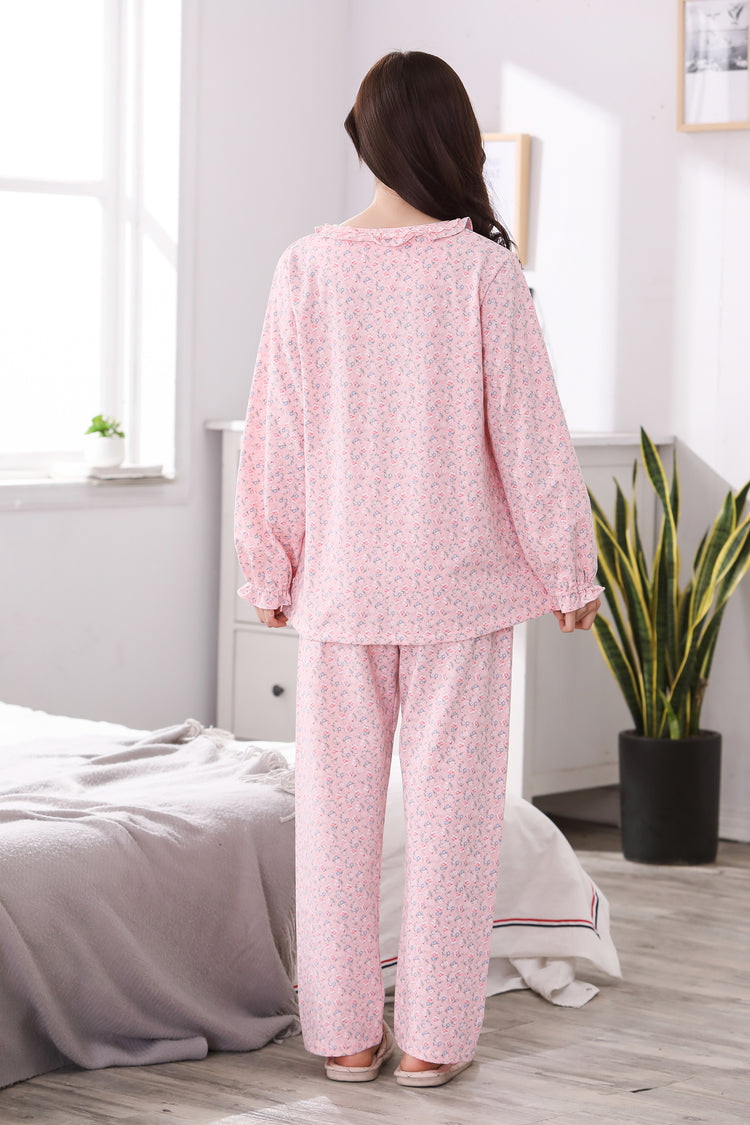 Adorable Floral Print Women's PJ - Long Sleeve Lounge Pajama Set #1688