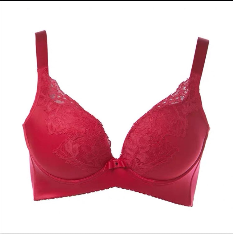 Push Up Wireless Bra for Women - Lacy Shine Full Cup V Cut Underwire #11543