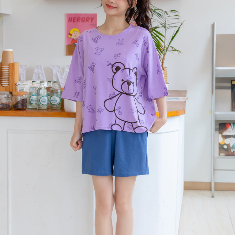 Teddy Bear Pattern Comfy Pajama Shorts #723099