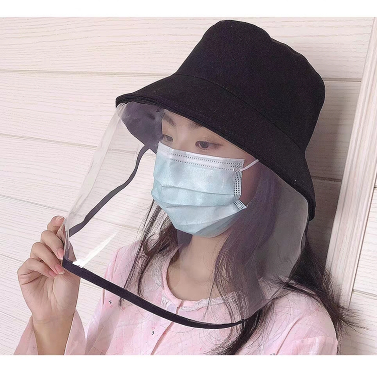 Anti-fog Adjustable Protection Bucket Cap Hat With Face Protective Film Shield Cover #80025