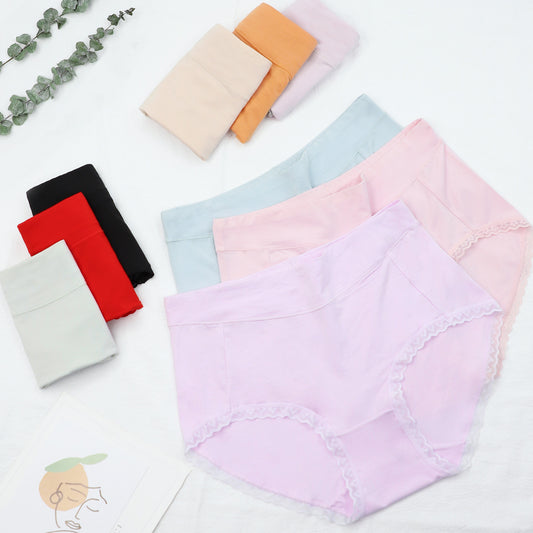 女性的棉内裤 - 透气精致的蕾丝内裤＃W388