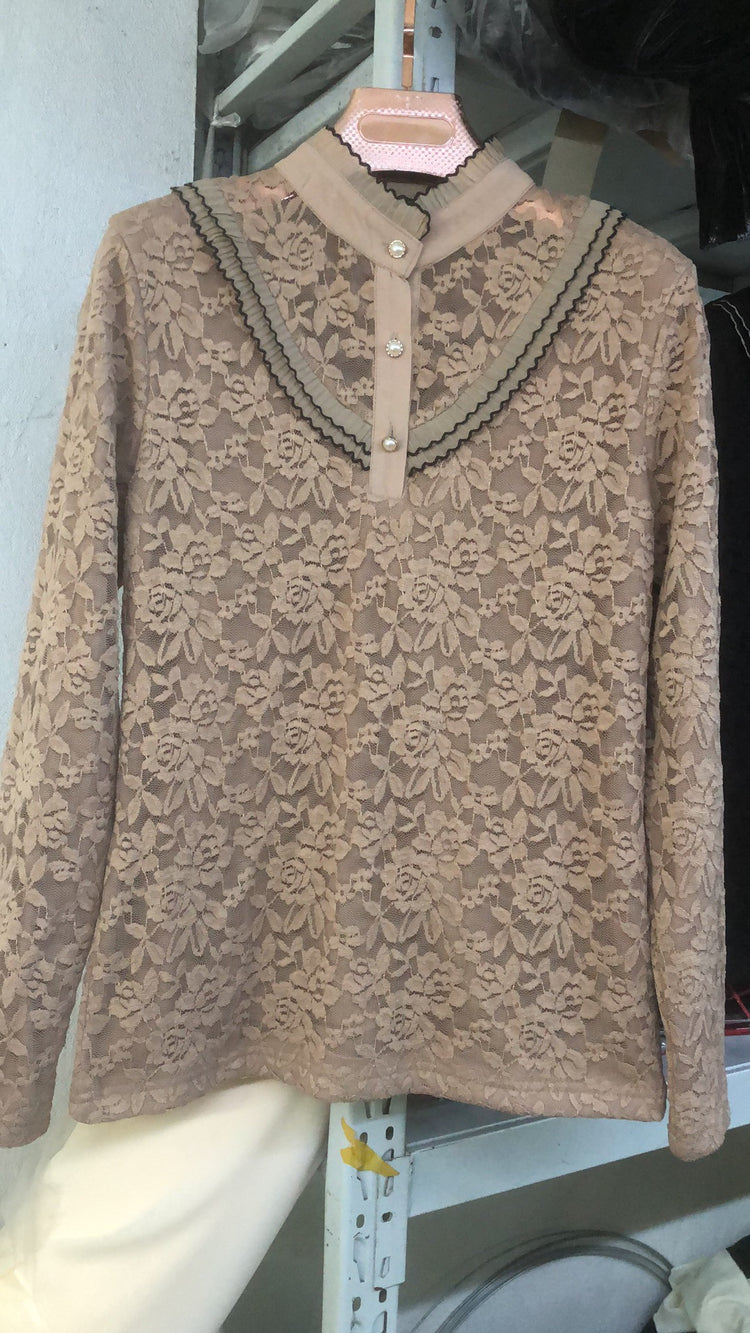 Long Sleeve Floral Lace Blouse #776608