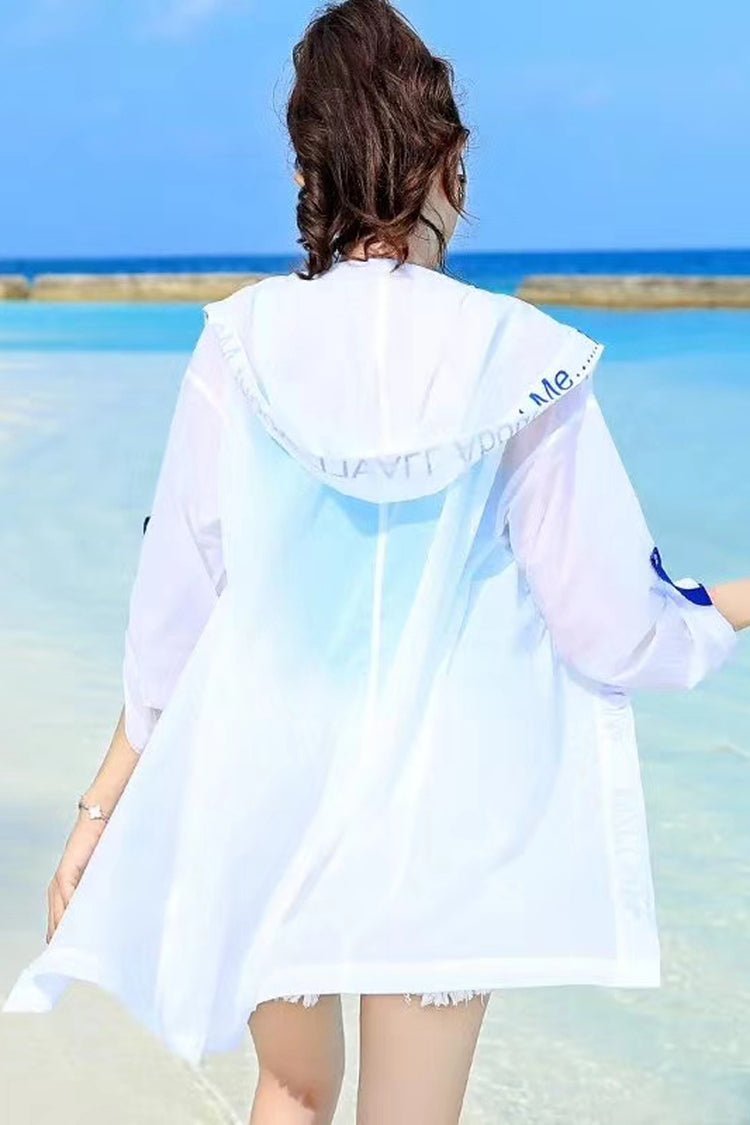 Cute UV/Sun Protection Button Down Hooded Transparent Jacket #19103