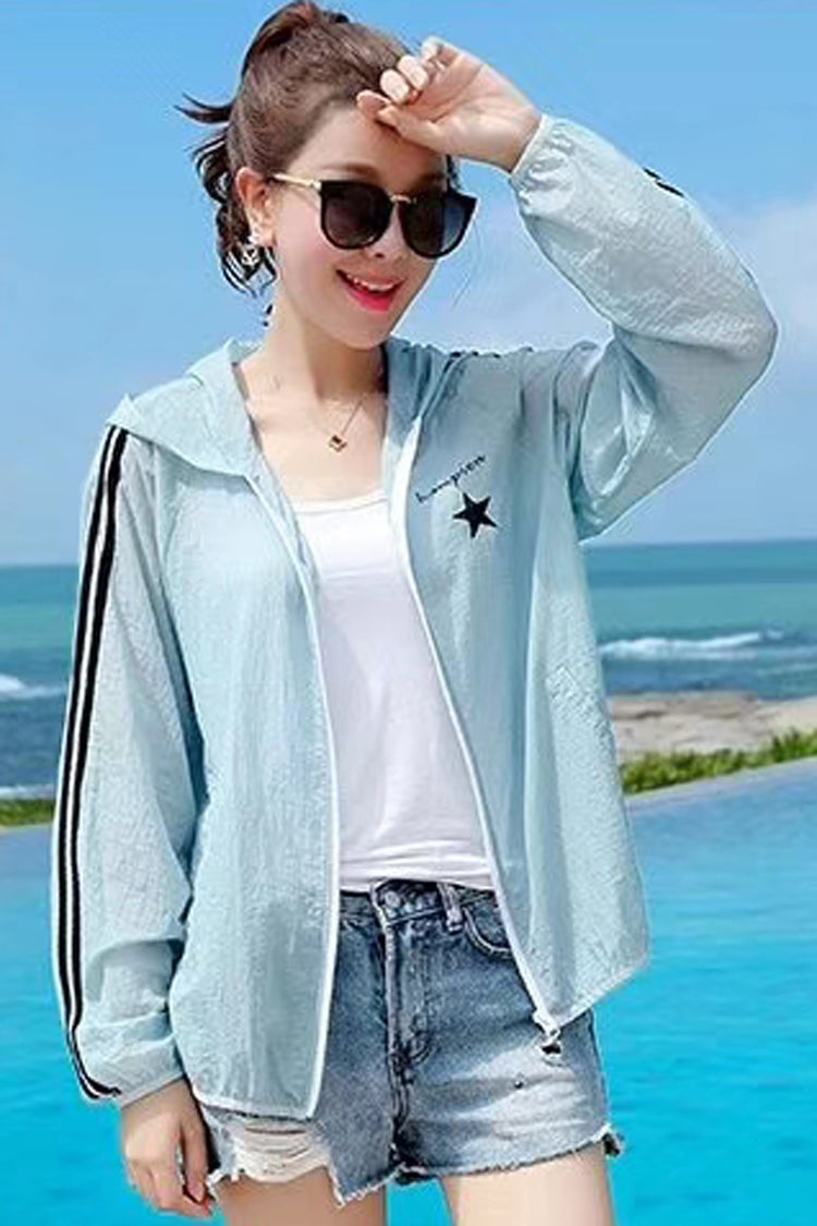 Pastel UV/Sun Protection Hoodie Zip Beach Jacket #19101