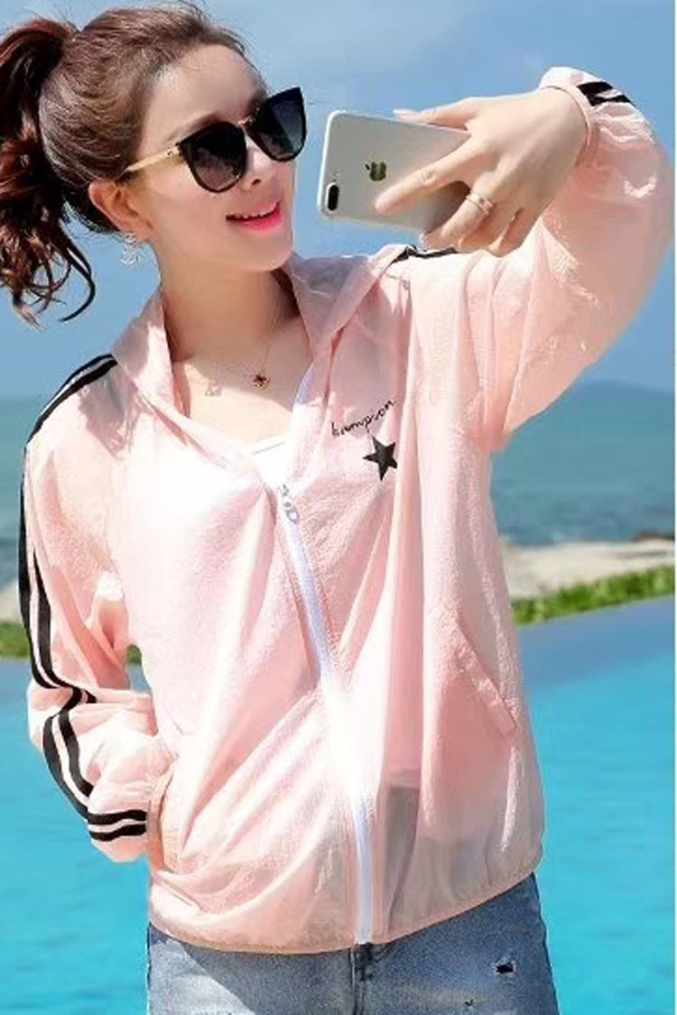 Pastel UV/Sun Protection Hoodie Zip Beach Jacket #19101