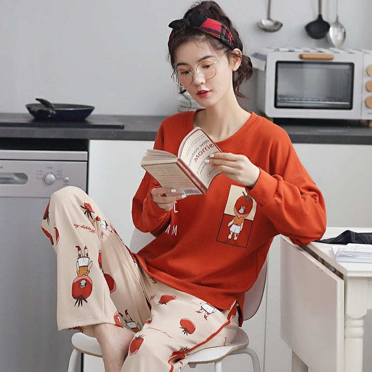 棉睡衣 - 可爱的草莓卡通图形长袖睡衣＃72438